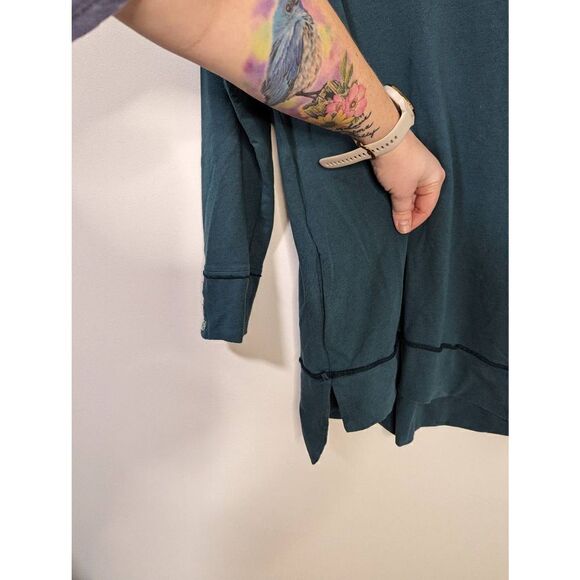Soft Surroundings Dark Teal V-Neck Hi-Lo Long Sleeve Pullover Sweater - Size M - Picture 4 of 8